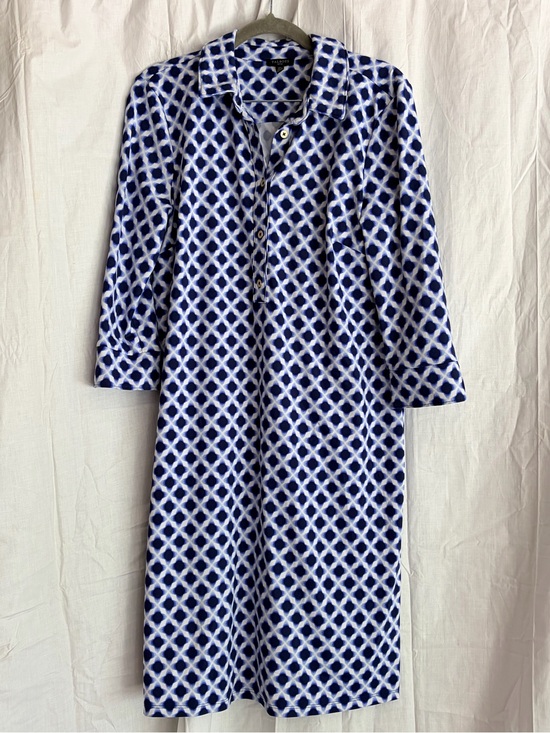 Talbots Dresses & Skirts - Talbots Navy and White Geometric Midi Shirt Dress medium Petite
